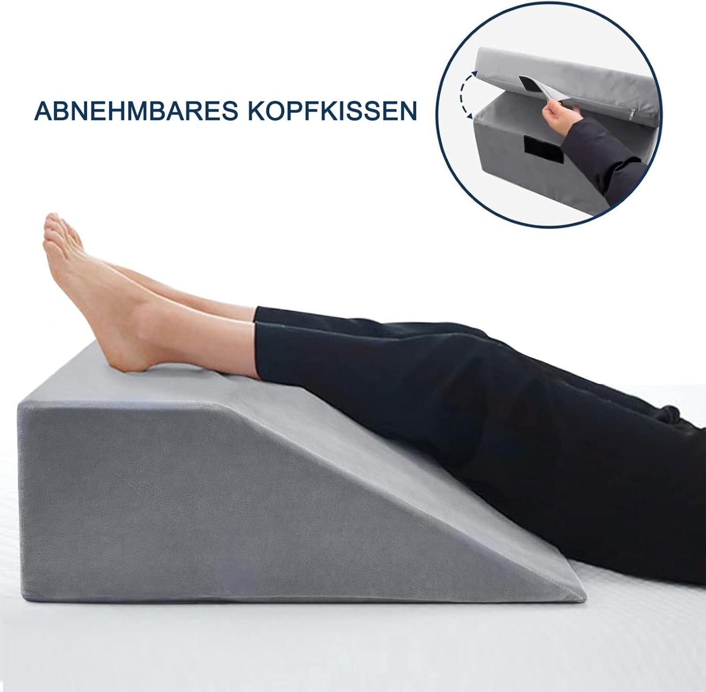 Lesekissen und Beinerhöhungs-Federkissen, Memory-Schaum-Nacken-Rücken-Beinkissen, multifunktionales abnehmbares Kissen für Bett, Sofa, Sitzen, Schlafen und Ausruhen (grau)