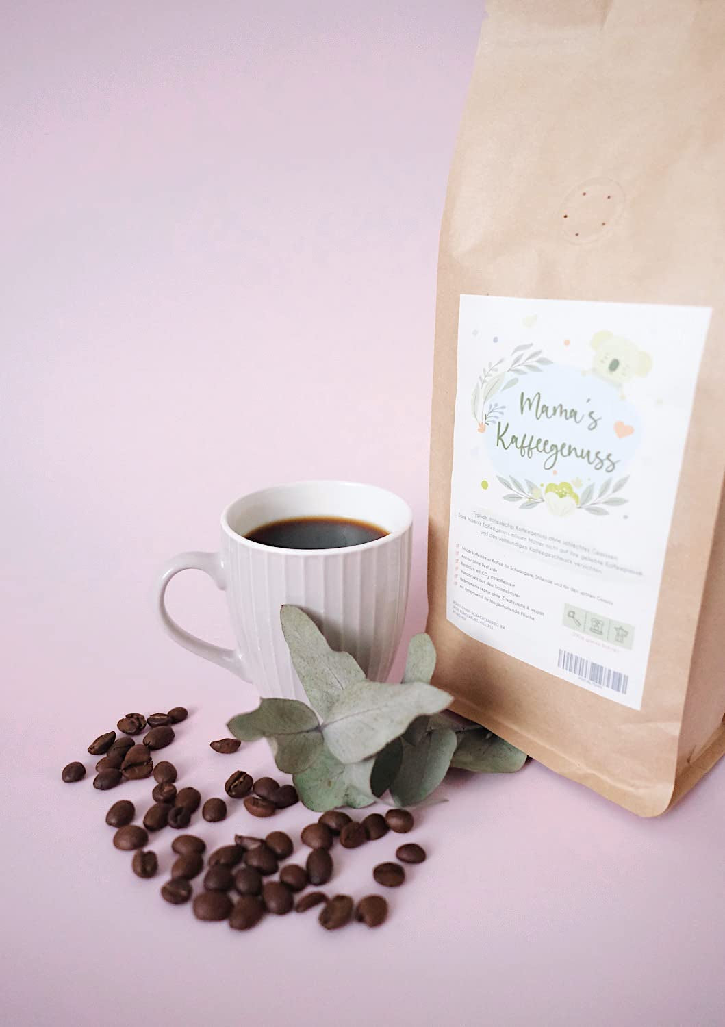 Mama's Coffee Pleasure®binky – Cremoso entkoffeinierte Espressobohnen – natürliche CO²-Entkoffeinierung – leicht trommelgeröstet in Italien – ideal während und nach der Schwangerschaft