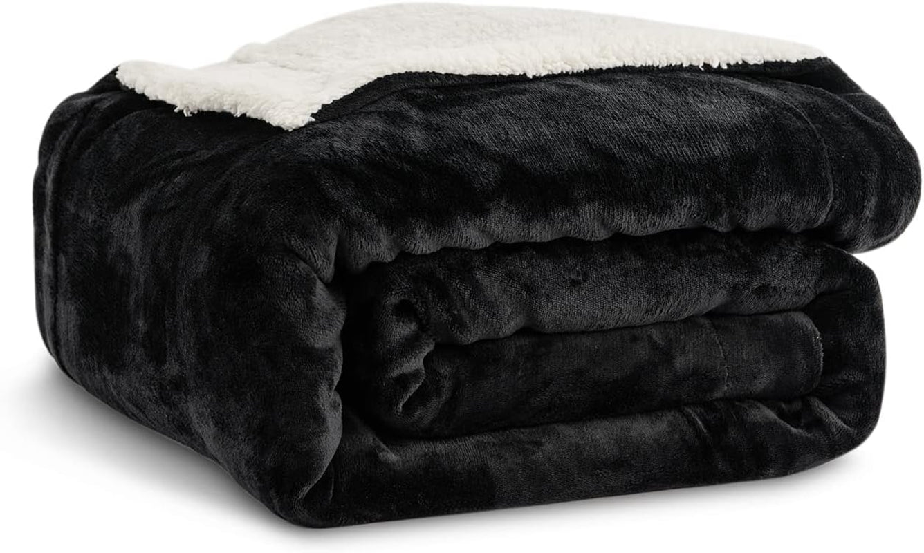 Kono Sherpa-Fleece-Überwurfdecke, 150 x 200 cm, weich, gemütlich, flauschig, wendbar, Mikrofaser, feste Decken für Bett, Sofa, Sofa (Marineblau, Doppelbett/Doppelbett). Betten und Decken. Besuchen Sie den KONO-Store Black Twin/Double