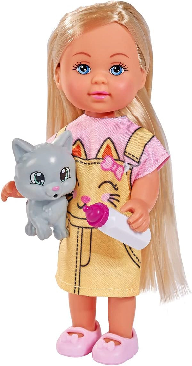 Simba 105733591 – Evi Love Kitty 2 Ways Match Only ONE Item Wird versendet. Puppe im süßen Katzenkleid mit Kätzchen und Trinkflasche, 12 cm große Spielpuppe, ab 3 Jahren