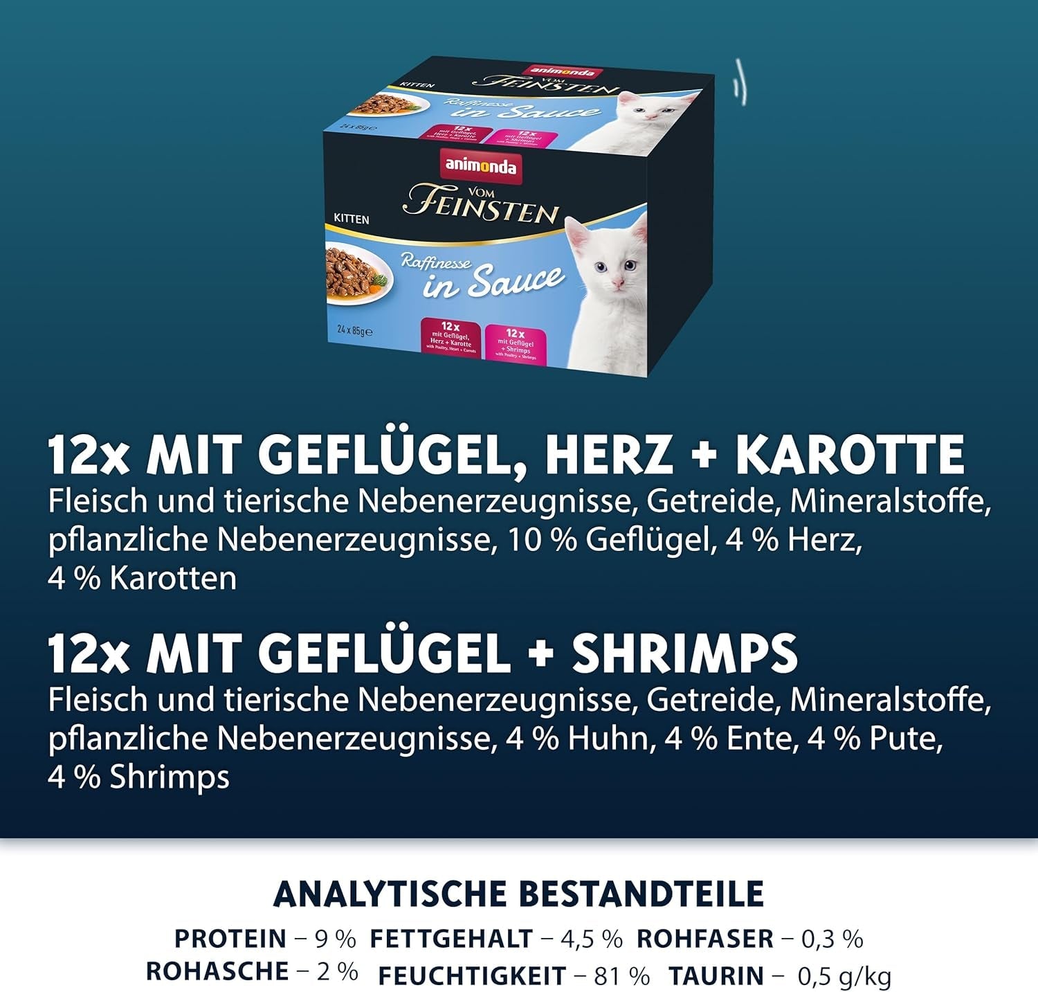 animonda vom Feinsten Premium Kitten Nassfutter für Katzen, Raffinierte Aromen in Soße, 24 Beutel (24 x 85g), Hochwertiges Nassfutter für Katzen, zuckerfrei, Mischmischung