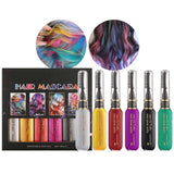 Sofortige Haarfarbe, 6 Farben, temporäre Haar-Mascara für Mädchen und Frauen, waschbare Haarkreide, Regenbogen-Haar-Mascara, Haarfarbe für Karneval, Halloween, Cosplay, Party, Geburtstag (A), Naty Shop Haarfarbe B, 90 ml (1 Packung)