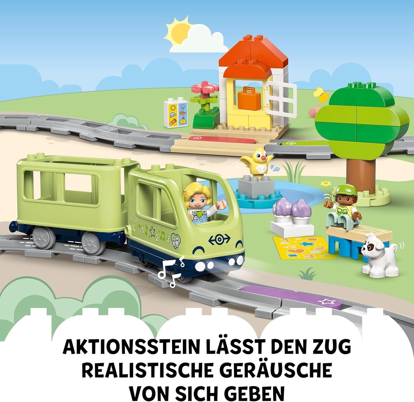 LEGO DUPLO Town Interaktiver Abenteuerzug, Spielset mit Lichtern und Geräuschen für Rollenspiele, ermöglicht 2-Jährigen das Bauen von Gleisen, Lernspielzeug für Vorschulkinder 10427 Bausätze Besuchen Sie den LEGO-Store