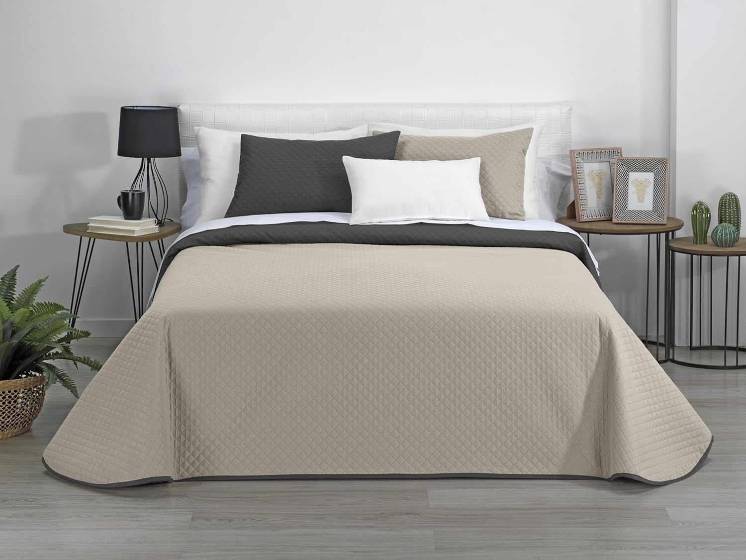 Estoralis | AVA | Wendedecke | Für alle Jahreszeiten | Farbe - Grau/Anthrazit | Für Bett 180 cm. (270 x 270 cm. Ancho X Alto) | Steppdecke Steppdecken und Steppdecken Naty Shop