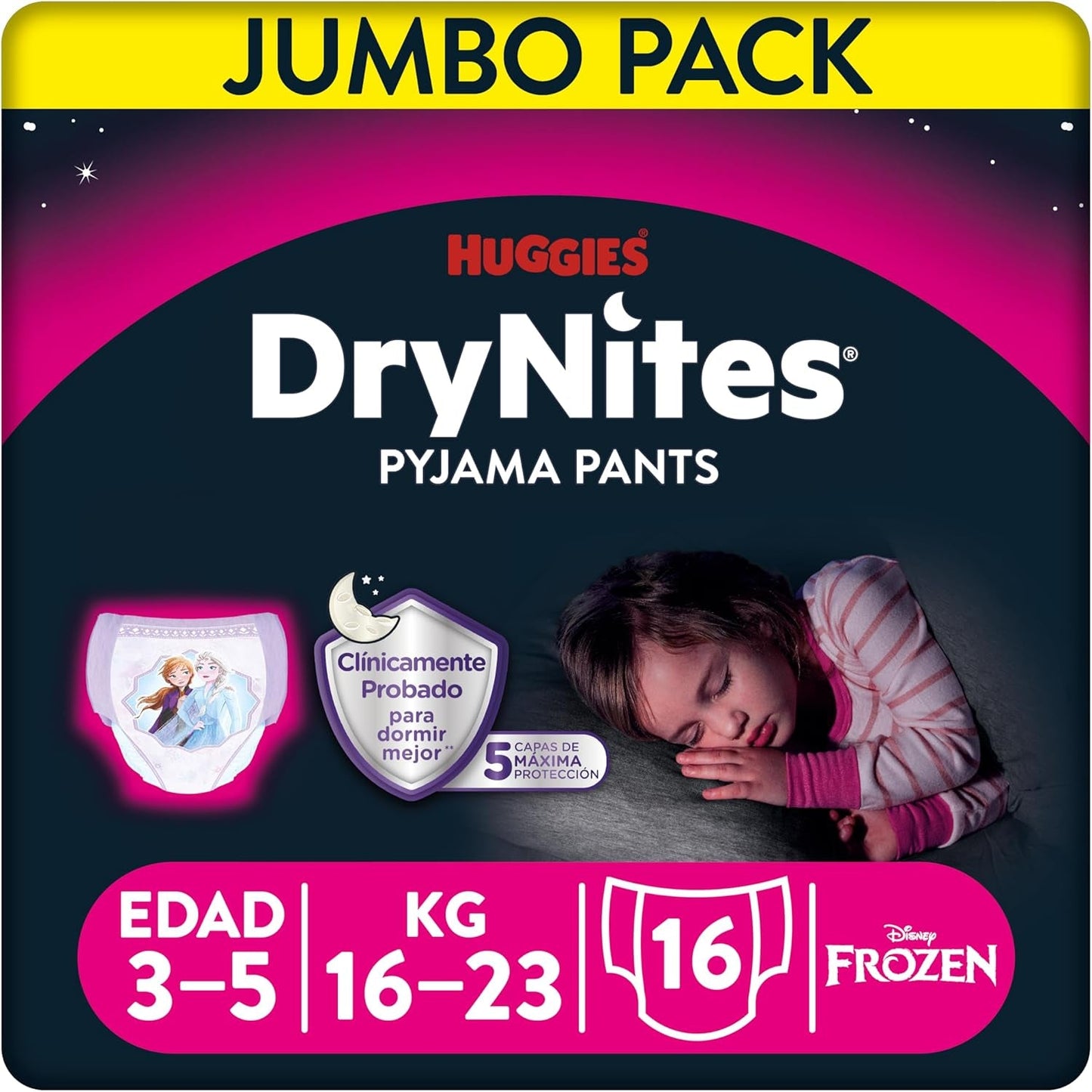 DryNites Pyjamahosen für Mädchen 3–5 Jahre, 1 Packung (1 x 16 Stück)