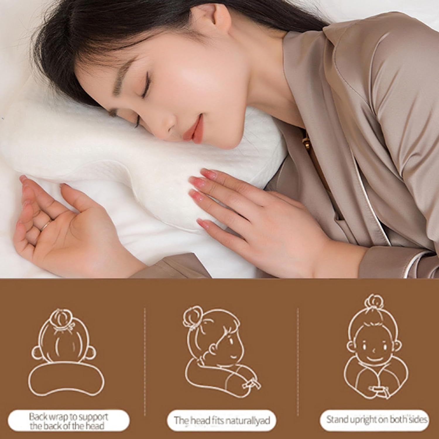 MINGZE Multifunktionales Memory-Schaum-Kissen, Nackenkissen, Schaumstoff, U-förmiges Nackenkissen mit Schleife, langsames Rebound-Schlafkissen, Rebound-Druckkissen, Kissen aus Eisseide für Hand- und Nackenschutz, zervikale orthopädische Kissen, Naty Shop