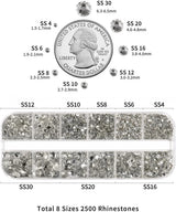 Beadsland 2500 Stück Glas Nailart Strasssteine ​​​​Kristall Flatback Edelsteine ​​​​Runde, ​​Für Handwerk Gemischt 8 Größen SS4 ~ SS30 Mit Picking Pinzette Und Stift (Kristall Weiß)