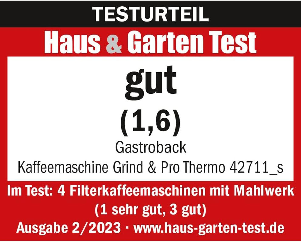 GASTROBACK Grind & Brew Pro Thermo-Espressomaschine, Silber, Schwarz