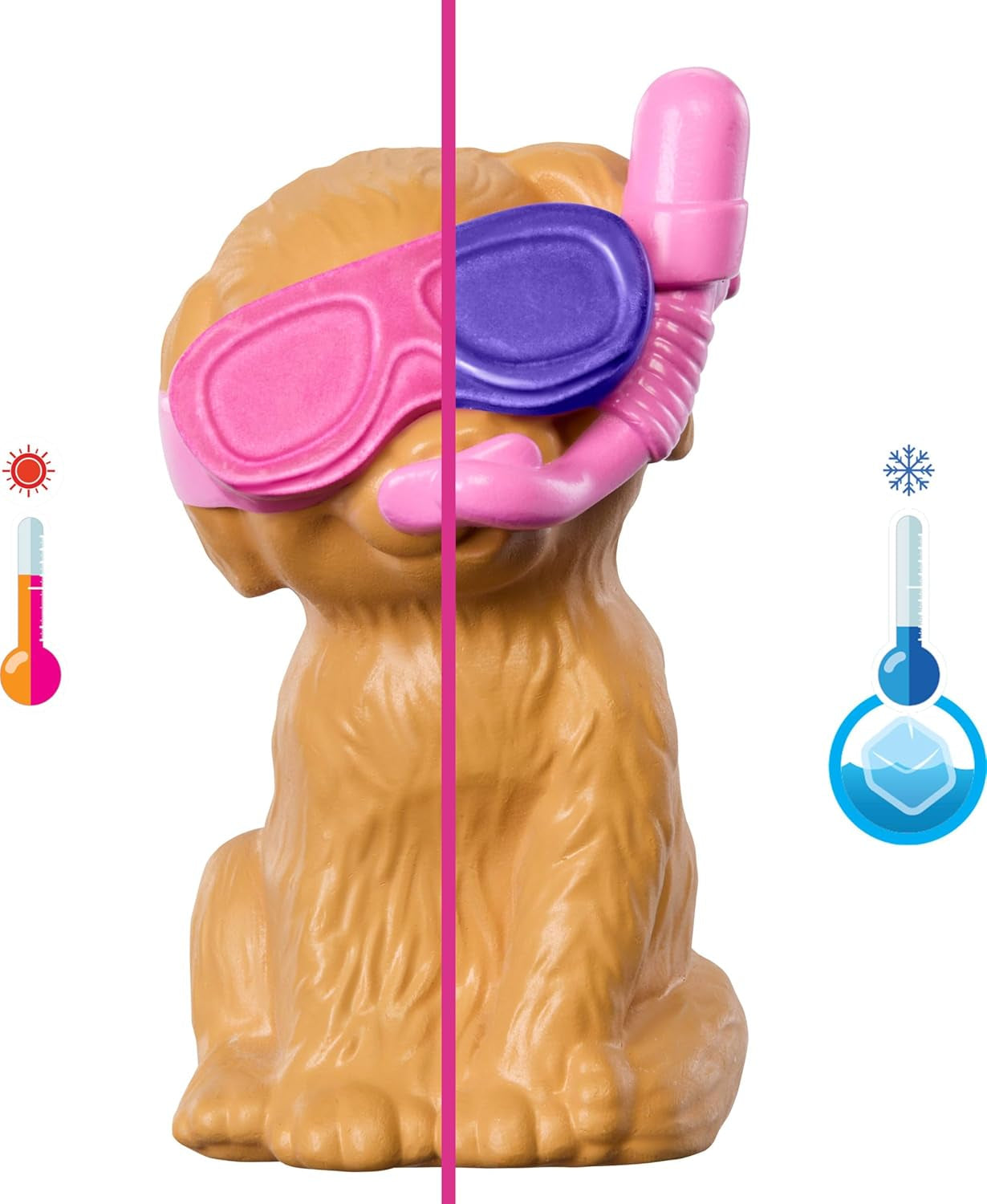 Barbie Puppy Pool Party-Spielset mit Modepuppe, Hundehütte und Rutsche, Herzbecken, 2 Hundefiguren, 6 Zubehörteilen und Farbwechsler, JBF35