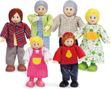 Hape Doll Family Preisgekröntes Puppenhaus-Set, einzigartiges Puppenhaus-Zubehör aus Holz, fantasievolles Spielen, 6 Mitglieder der Puppenfamilie, ab 3 Jahren