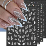 8 Blatt goldene Mond- und Sterne-Nagelkunstaufkleber, Engelsflügel, hellbraune goldene Nagelaufkleber, Sterne, Nagelfolien, selbstklebende Nagelaufkleber, Nageldesign-Zubehör, Nagelaufkleber