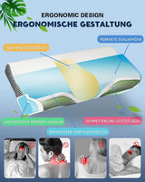 IDEA Kissen, ergonomisches orthopädisches Kissen gegen Nackenschmerzen, Memory-Schaum-Kissen für Seiten-, Rücken- und Bauchschläfer, Anti-Schnarch-Kissen für Männer und Frauen (62 x 34,5 x 12/8 cm). Orthopädische Nackenkissen von Naty Shop