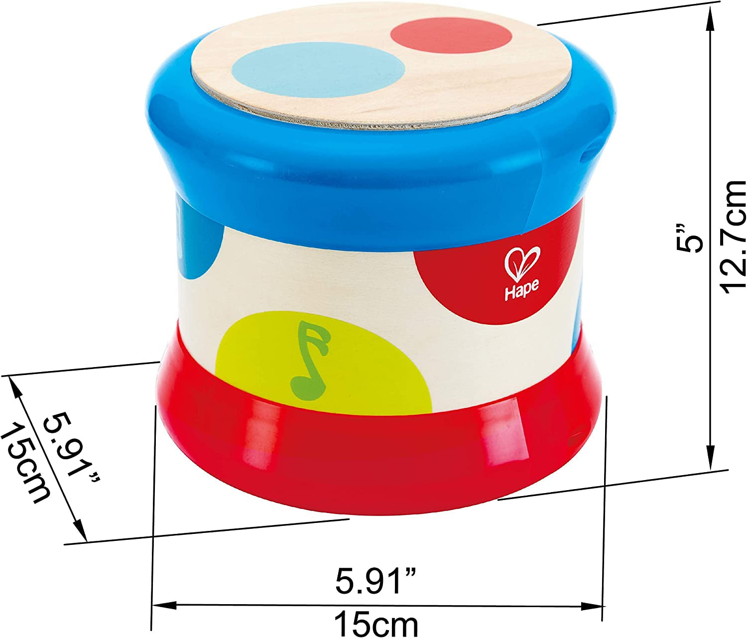 Hape Babytrommel | Rollendes Musikspielzeug für die Kleinen zum Erlernen von Rhythmen und verschiedenen Klängen, batteriebetrieben, ab 6 Monaten Babyspielzeug Naty Shop