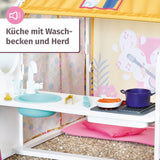 BABY born Puppenhaus, Wochenendhaus mit Licht- und Soundfunktion, aufklappbaren Seitenwänden, Spüle, Grill und viel Zubehör, 832752, Zapf Creation