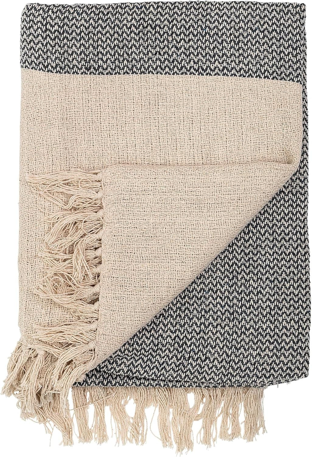 Bloomingville Tagesdecke, schwarz, Baumwolle, 160 cm. Betten und Decken Bloomingville Natura 160 x 130 cm