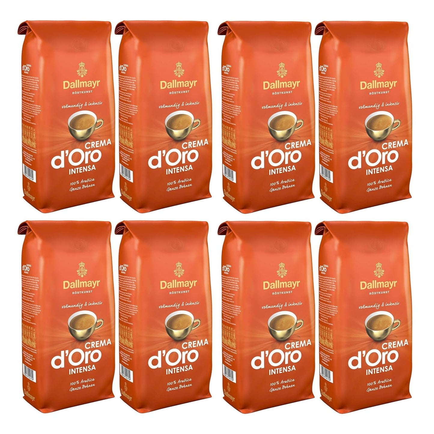 Crema d'Oro Intensa Kaffee, gemahlener Kaffee, gerösteter Kaffee, ganze Bohnen, Kaffeebohnen, 8 x 1000 g