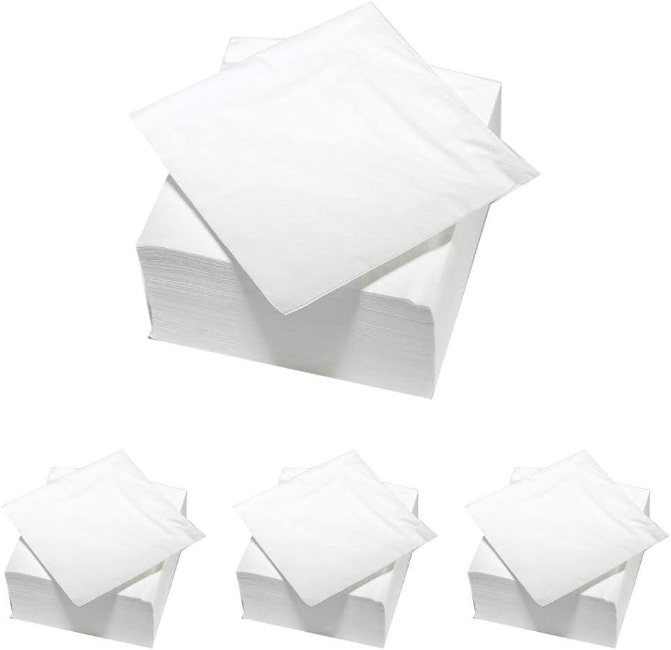 ARTS DE LA TABLE 100 Baumwollservietten, 2-lagig, 33 x 33 cm, Weiß (4er-Pack)