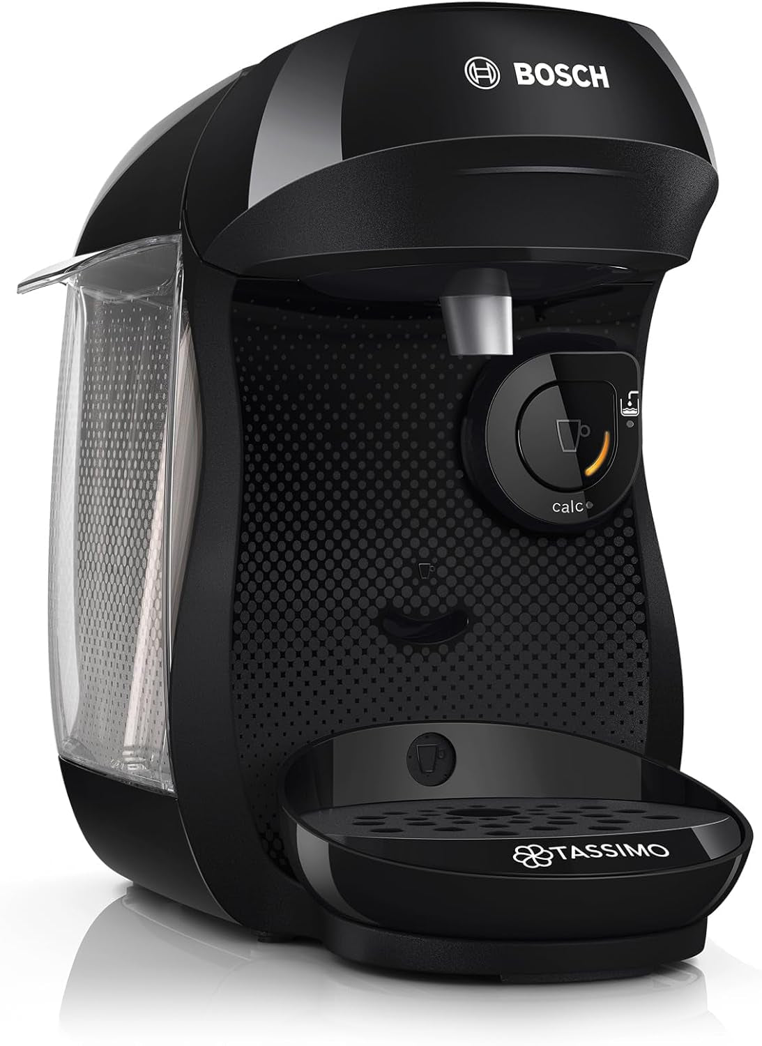 Bosch Tassimo Happy Friendly TAS102E Kapsel-Espressomaschine, 70+ Getränke, für alle Tassen geeignet, Auto-Stop, nachhaltig, perfekte Dosierung, platzsparend, 1400 W, schwarz