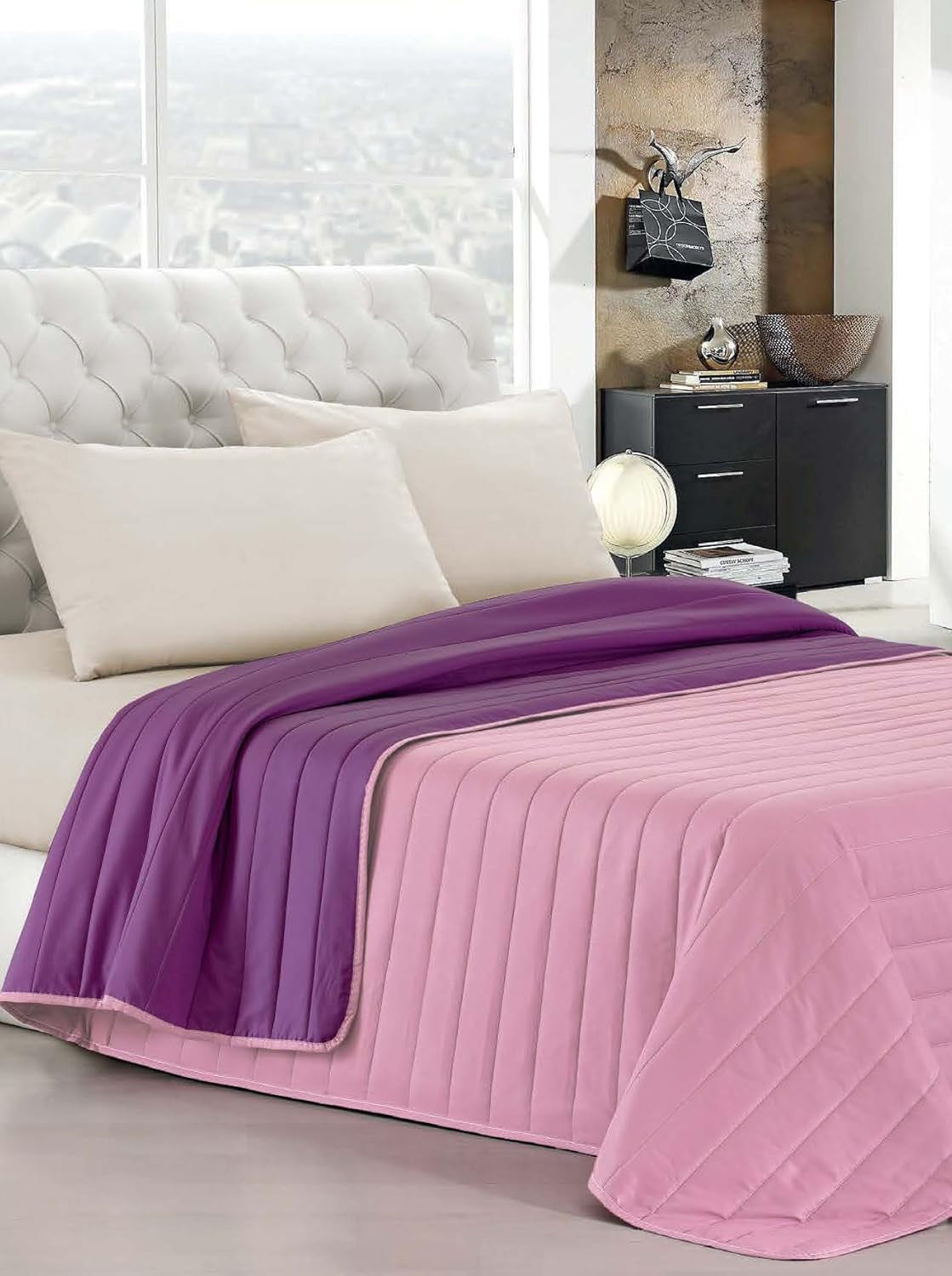Italienische Bettwäsche Estivo Einzelbett, Leinen, Aqua, 170 x 270 cm Bettdecken und Steppdecken Naty Shop Viola/Lilla 170 x 270 cm