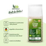 Biozentrale Bio-Haferkleie 1 kg | Vorteilhaftes Paket | Proteinquelle mit hohem Ballaststoffgehalt | Natürlich vegan | Aus der EU-Landwirtschaft | Niedriger Zuckergehalt