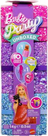 Barbie Party-Puppe ohne Box und Zubehör, Glam Party-Serie mit 10 Überraschungen, darunter eine leuchtend rote Puppe mit Farbwechseleffekt, JFY68