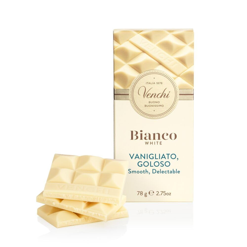Venchi – Extra weiße Schokoladentafel, 78 g – mit Vanille – Glutenfrei