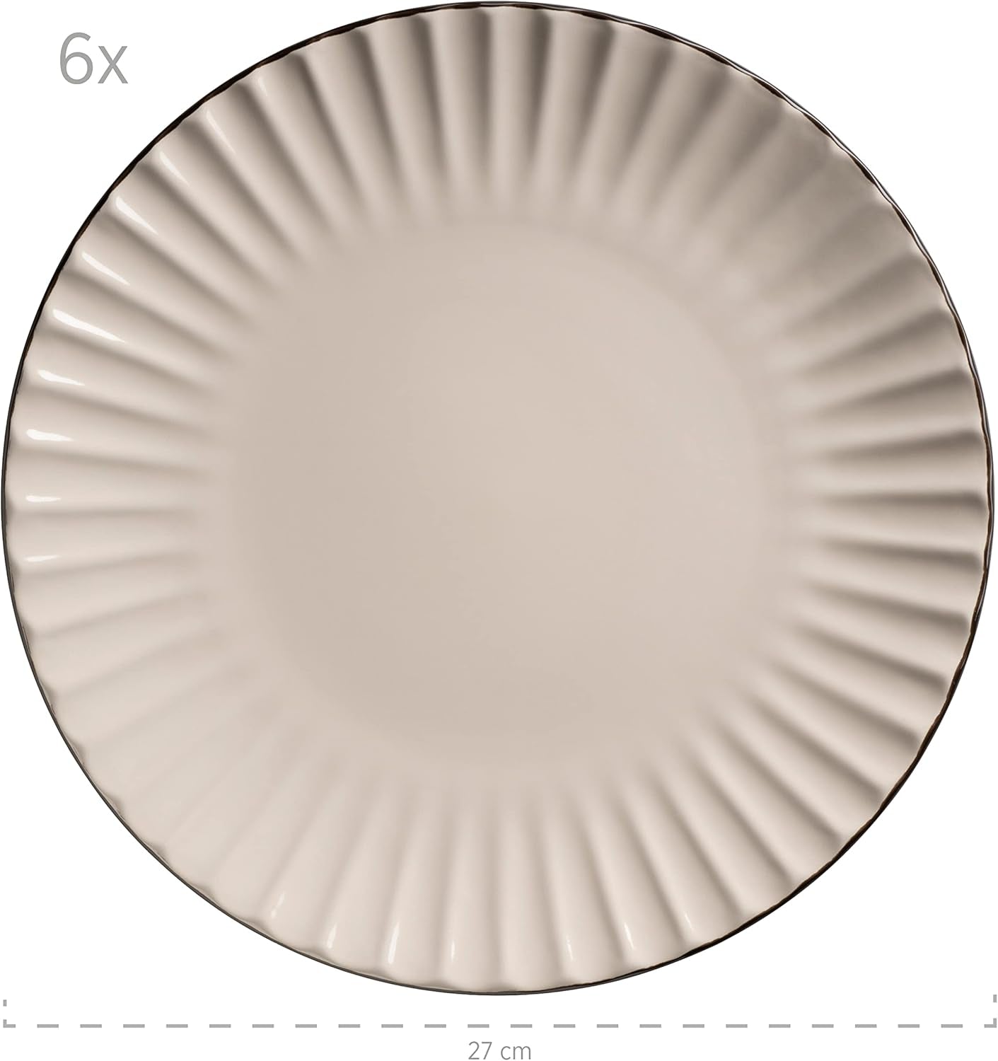 MÄSER 931967 Osita Retro Series 6-Personen-Geschirrset Wave, 18-teiliges rundes Geschirrset, Speiseteller, Dessertteller und Müslischalen, Keramik, Cremeweiß