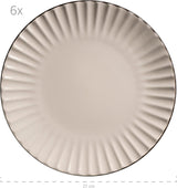 MÄSER 931967 Osita Retro Series 6-Personen-Geschirrset Wave, 18-teiliges rundes Geschirrset, Speiseteller, Dessertteller und Müslischalen, Keramik, Cremeweiß