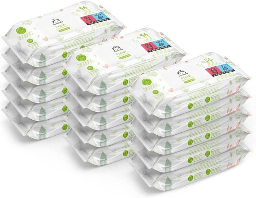 Mama Bear Naty Shop Aloe Vera Fresh Babyfeuchttücher, 56 Stück (Packung mit 18 Stück)