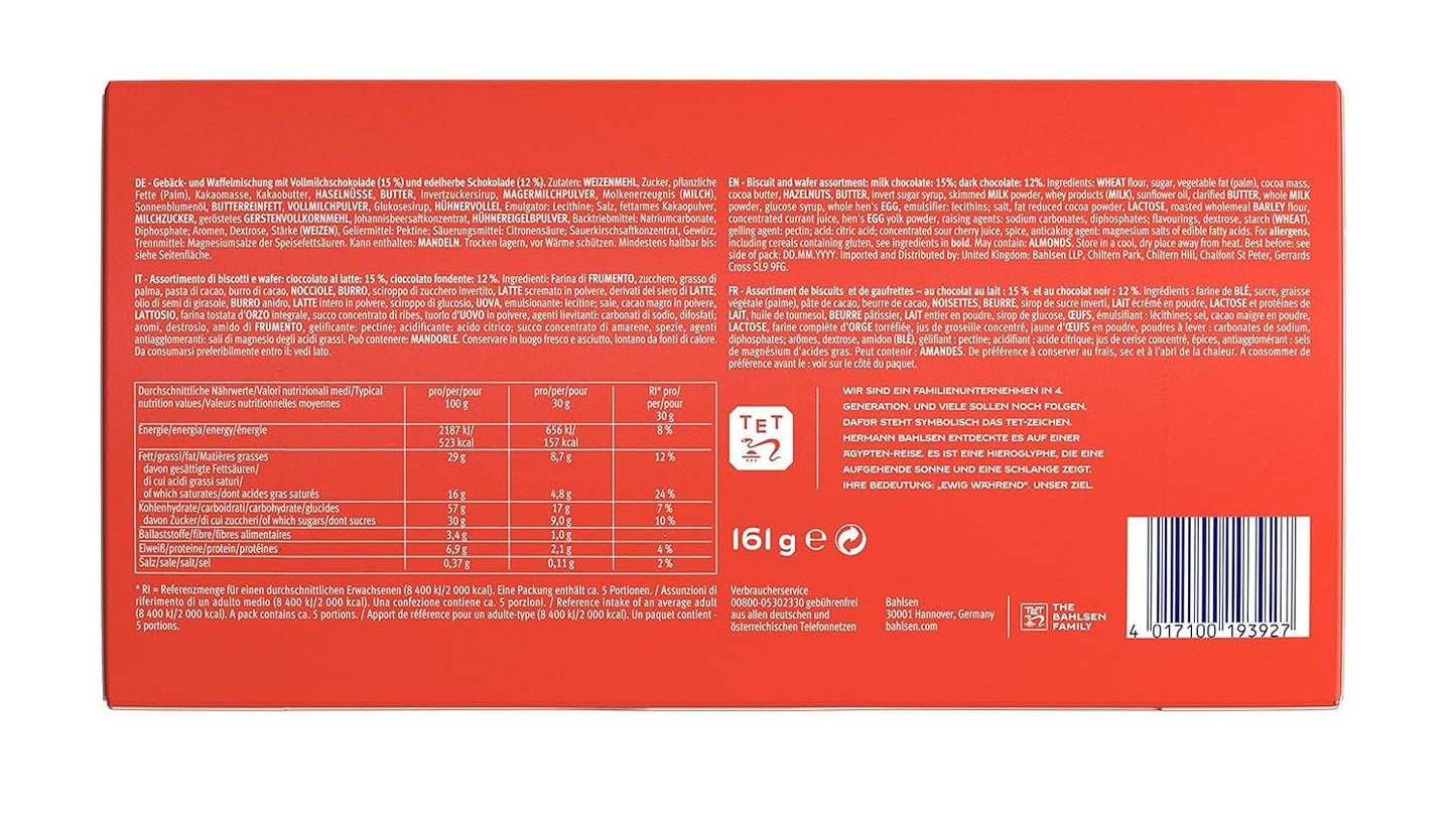 Bahlsen Favorite Collection S Packung mit 6 knusprigen Keksen und Waffelmischungen, dunkle Schokoladenmilch (6 x 161 g / 966 g)