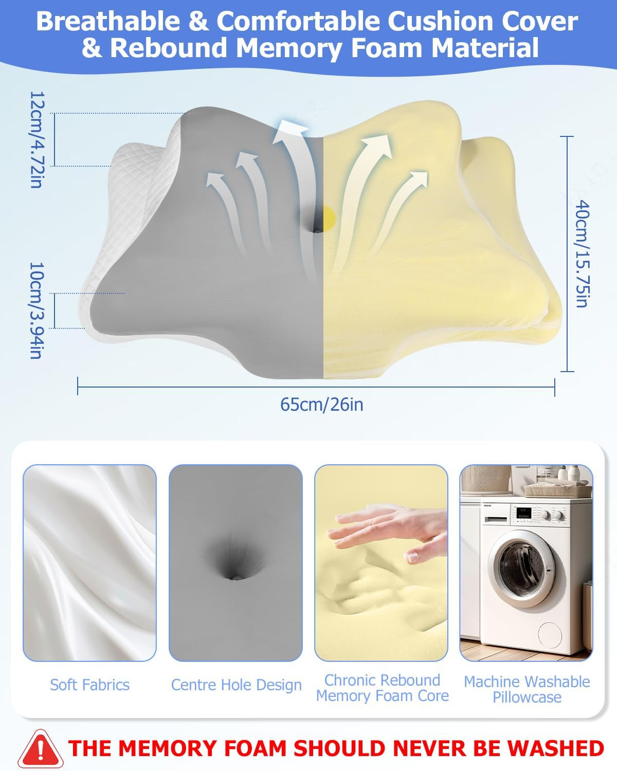 Orthopädisches Kissen, Seitenstützkissen, Nackenstützkissen, Nackenschmerzkissen, Memory-Schaum-Kissen, ergonomisches Kissen, zur seitlichen Rücken- und Bauchunterstützung – orthopädische Halskissen in Schmetterlingsform, Naty Shop