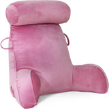 XL-Lesekissen für Bett und Sofa mit abnehmbarer Nackenrolle, ideales Rückenkissen für Erwachsene mit Memory-Schaum für bequemes Lesen, Arbeiten, Spielen, Fernsehen, Entspannen (Pink)