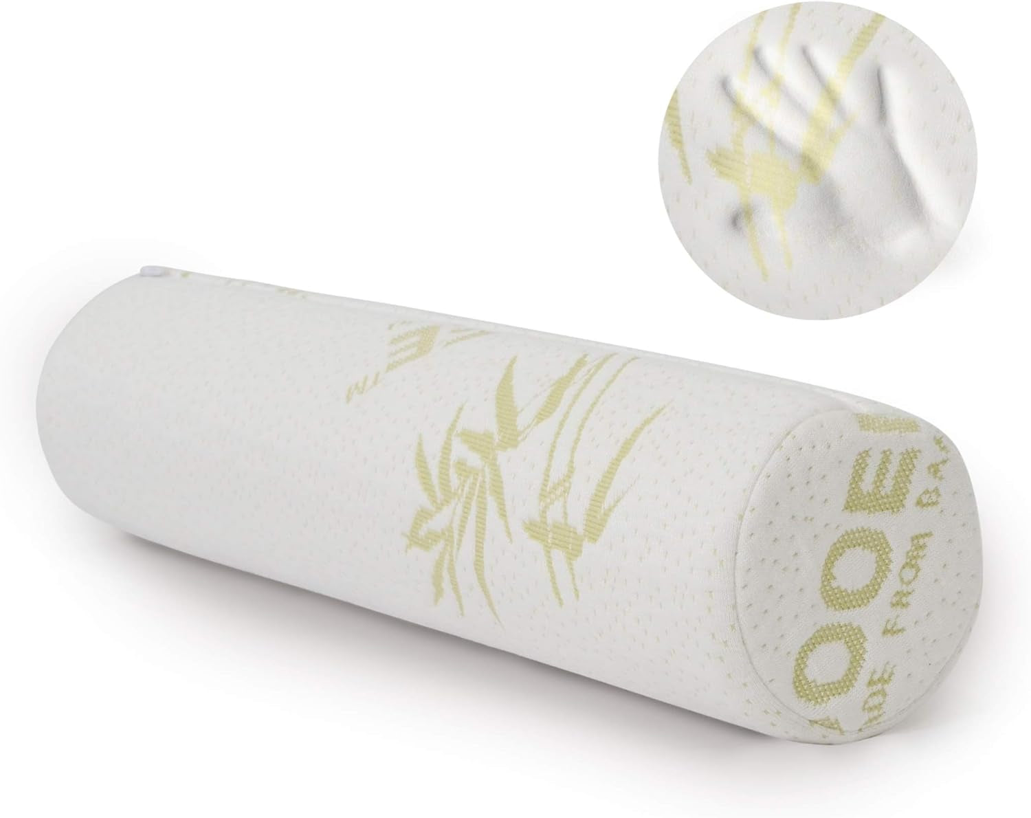 Milliard Viscoschaum-Nackenrolle mit waschbarem Bezug, Öko-Tex-zertifiziert, mittlere Härte, 10 x 43 cm, perfekt für Allergien, Reisekissen, rundes Nackenkissen, Positionierungsrolle, Knierolle, orthopädische Nackenkissen, Naty Shop, Weiß