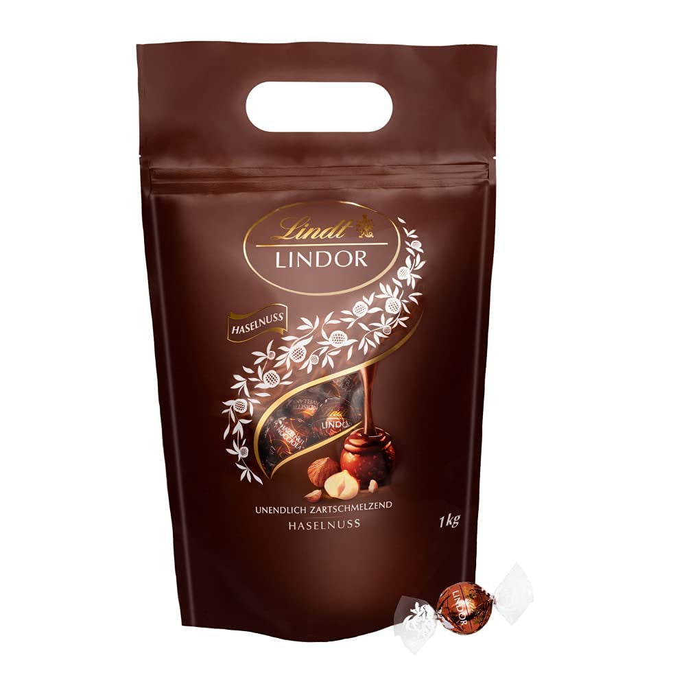 LINDOR Schokokugeln mit Haselnüssen, 1 kg Beutel + Johnnie Walker Sherryfass 0,7 Liter