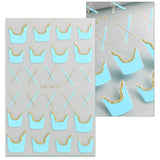 JMEOWIO Nagelsticker Französische Spitze 9 Blatt Nail Art Sticker Selbstklebend Nagelaufkleber Glitzer Wellenlinie Dekoration Nageldesign Zubehör