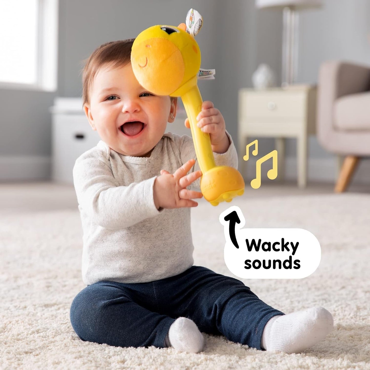 Lamaze L27471 Verrückte Giraffe, Spielzeug für Neugeborene, farbiges Baby-Sensorspielzeug, Geschenk für frischgebackene Eltern, Entwicklungsspielzeug für Jungen und Mädchen ab 12 Monaten. Babyspielzeug Naty Shop