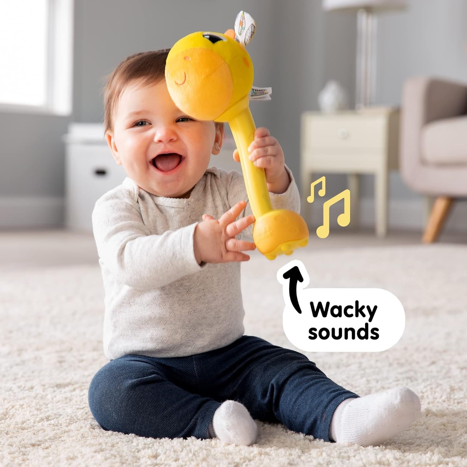 Lamaze L27471 Verrückte Giraffe, Spielzeug für Neugeborene, farbiges Baby-Sensorspielzeug, Geschenk für frischgebackene Eltern, Entwicklungsspielzeug für Jungen und Mädchen ab 12 Monaten. Babyspielzeug Naty Shop