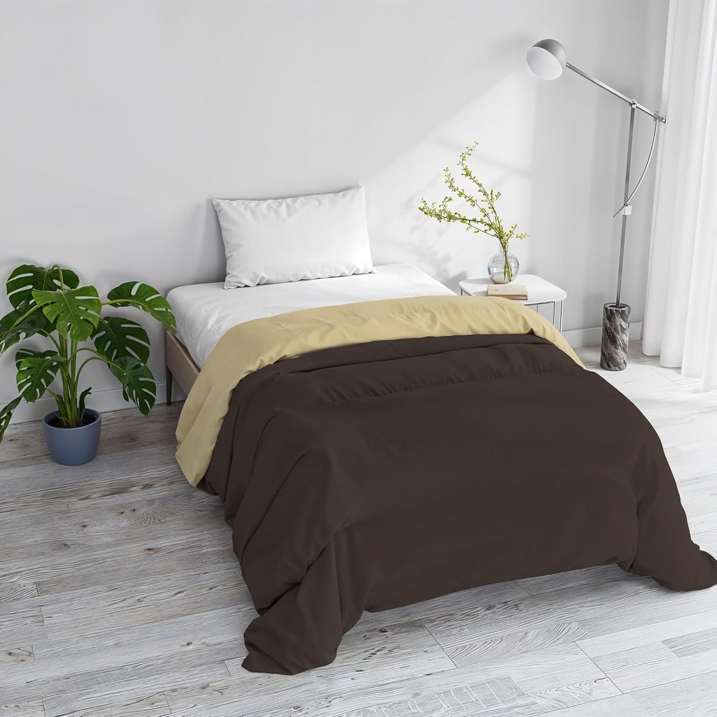 Einfache Winterdecke, schlicht und gefüttert, dunkelgrün/creme, 200 x 245 cm. Naty Shop Bettdecken und Steppdecken, braun/creme, 200 x 245 cm