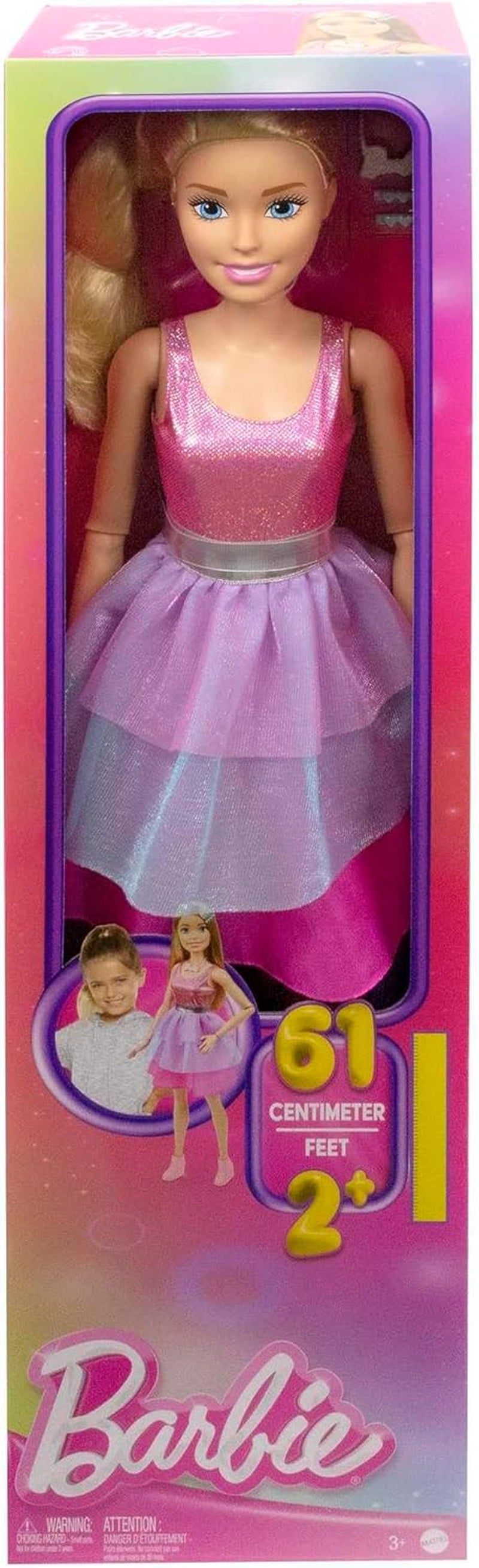 Extra große Barbie-Puppe (71 cm) – rosa Kleid, blondes Haar mit Haarspange und Halskette, Geschenk für Kinder ab 3 Jahren, HJY02 Dolls Naty Shop