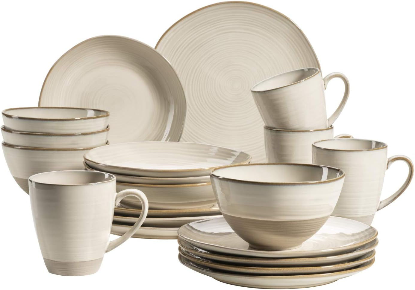 MÄSER 931512 Nottingham Vintage Series Tafelservice für 4 Personen, Kombiservice aus 20 Teilen mit unregelmäßigen runden Formen im Retro-Look, Fliese, Beige