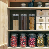 Relaxdays Vorratsgläser 3er Set, versiegelt, Edelstahldeckel, für Nudeln, Müsli und Reis, 1,5 Liter Küchenbehälter, transparent silber, 24 x 9,5 x 9,5 cm, transparente silberne Frischhaltedosen Naty Shop