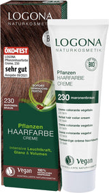 LOGONA Naturkosmetik Pflanzenhaarfarbe Creme 240 Nougatbraun, Naturfarbe für braunes Haar mit Henna, Färbecreme für Brauntöne, Coloration für dunkles Haar, 150ml Haarfarbe Naty Shop 230 Kastanienbraun [tec]