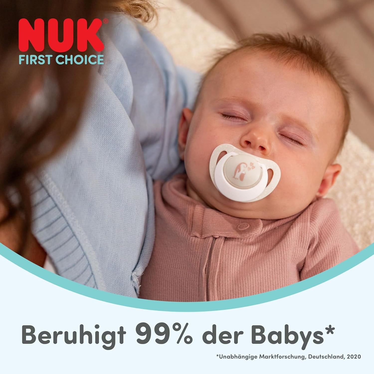 NUK First Choice Night Pacifier for Babies | 6-18 Monate | Kieferorthopädische Schnuller, die im Dunkeln leuchten | Beruhigt 99 % der Babys** | Kaninchen/Schaf | Packung 0-2