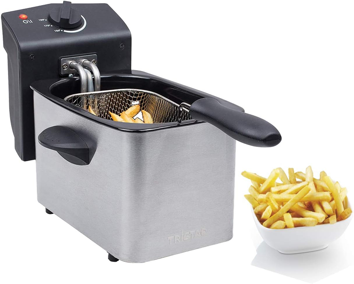 Tristar-Edelstahlfritteuse – mit 2 Liter Fassungsvermögen, Kaltzonenfunktion und einstellbarem Thermostat bis 190 °C, FR-6919, Silber Appliances Naty Shop Standardtitel