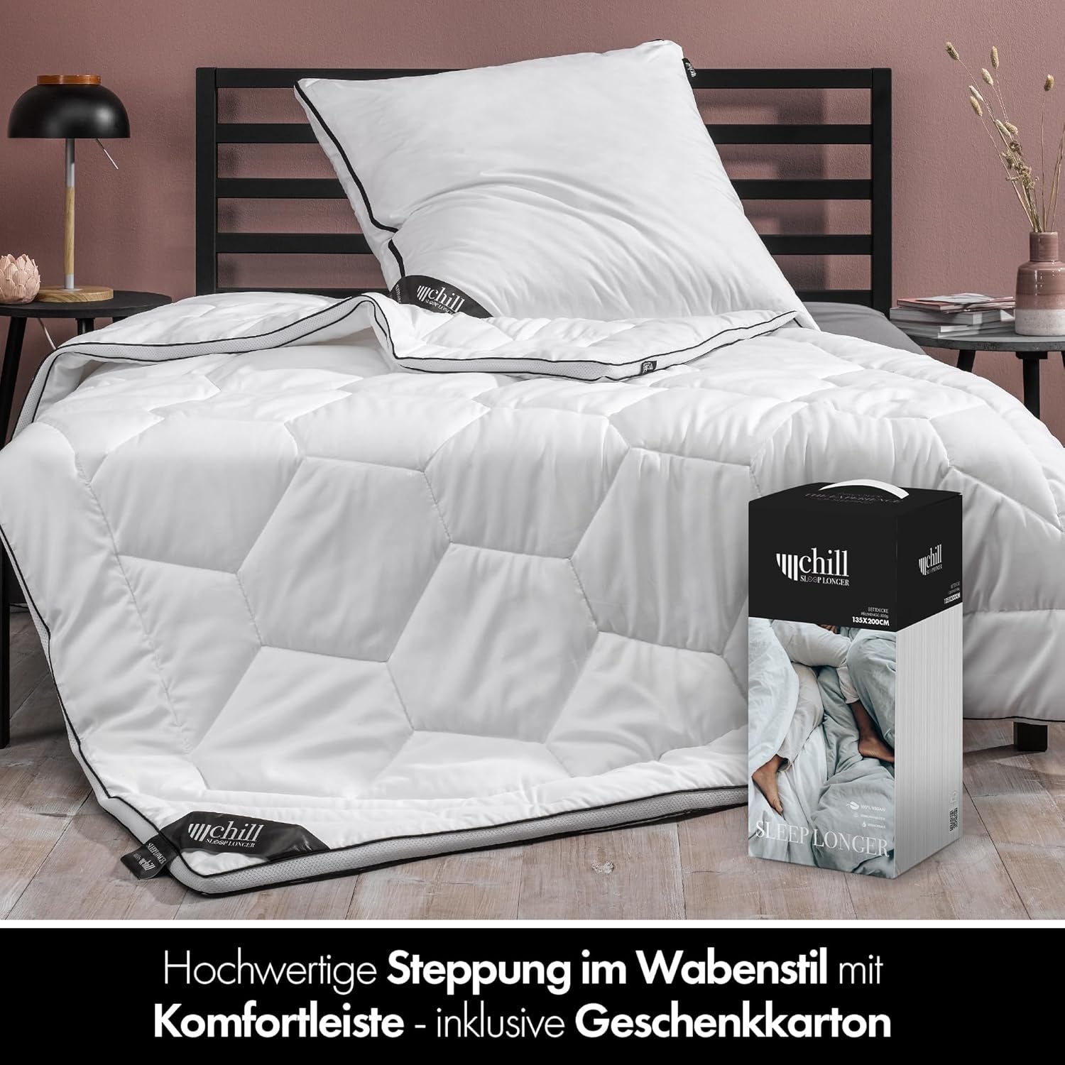 4-Jahreszeiten-Steppdecke 135 x 200 – 2-in-1-Ganzjahresdecke 135 x 200 – atmungsaktive, waschbare und vegane Steppdecke – Duo-Steppdecke mit Komfortband zum Schlafen – 500 g und 700 g Füllung. Steppdecken und Steppdecken Naty Shop