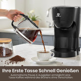 1,25 l Filterkaffeemaschine für 10 Tassen Filterkaffee, spülmaschinenfeste Glaskaraffe, Thermoskanne, Anti-Tropf-System, automatische Abschaltung, 600 W, wasserloser Kochschutz für Zuhause und Büro