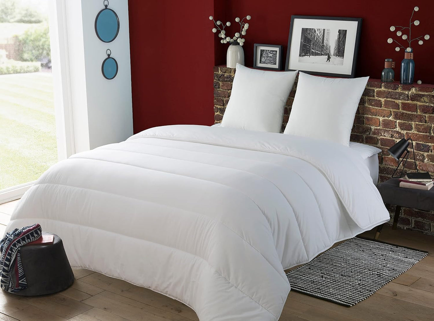 30519 220/240 Bettbezug und 2 Kissen Polyester/Baumwolle Weiß 220 x 240 cm Bettdecken und Steppdecken Naty Shop einfarbig