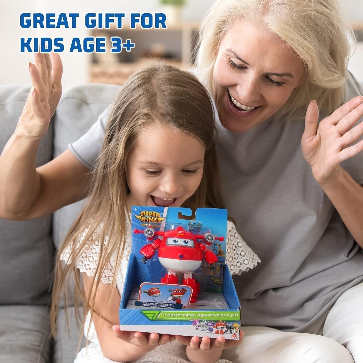 Super Wings 5" Transforming Characters 2er-Pack Transforming Supercharged Jett + Tino Transformer Spielzeug für Jungen und Mädchen ab 3 Jahren, rote Actionfiguren, Naty Shop