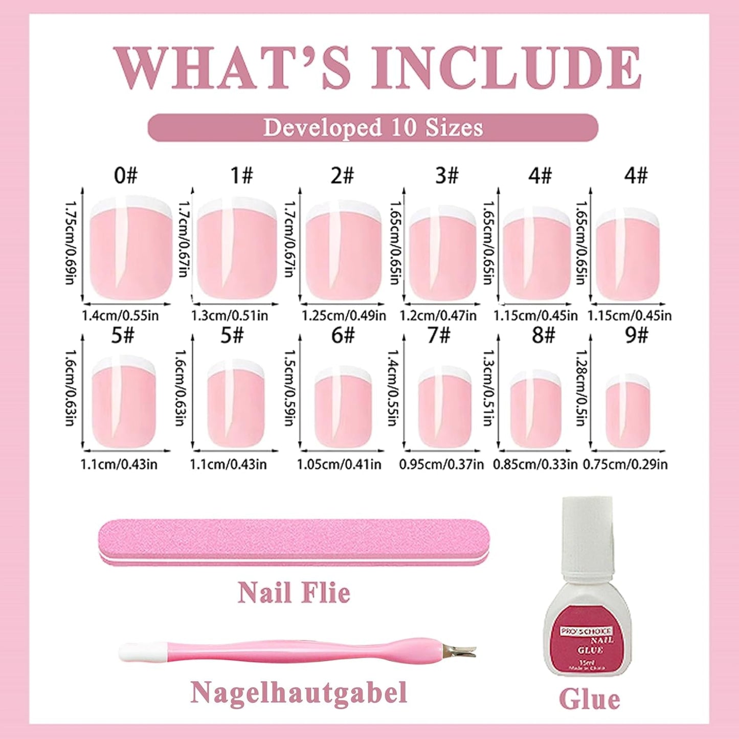240 Set kurze französische Kunstnägel, quadratische künstliche Nägel, Nägel zum Aufkleben, Acryl-Nagelspitzen, künstliche Nägel für Frauen, DIY-Nagelkunst