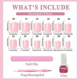 240 Set kurze französische Kunstnägel, quadratische künstliche Nägel, Nägel zum Aufkleben, Acryl-Nagelspitzen, künstliche Nägel für Frauen, DIY-Nagelkunst